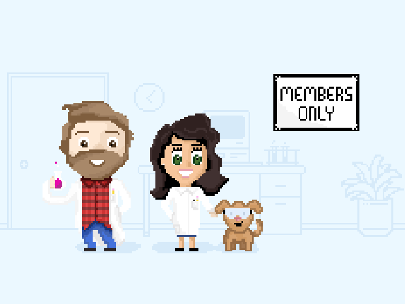 Members Only shop laboratory pixel art pixel gif character animation 8-bit