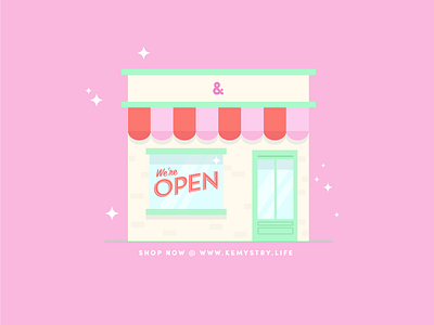 Shop is now Open! e commerce flat design illustration pink shop