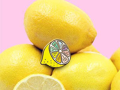 When Life Gives You Lemons enamel pin illustration lapel pin lemon product rainbow
