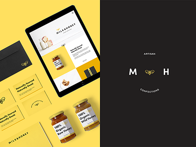 Milk + Honey Collateral bakery branding logo logo design minimal stationary website design