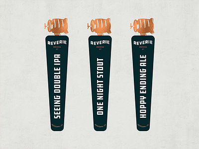 Reverie Branding Tap Handles bar branding beer brewery collateral design puns illustration