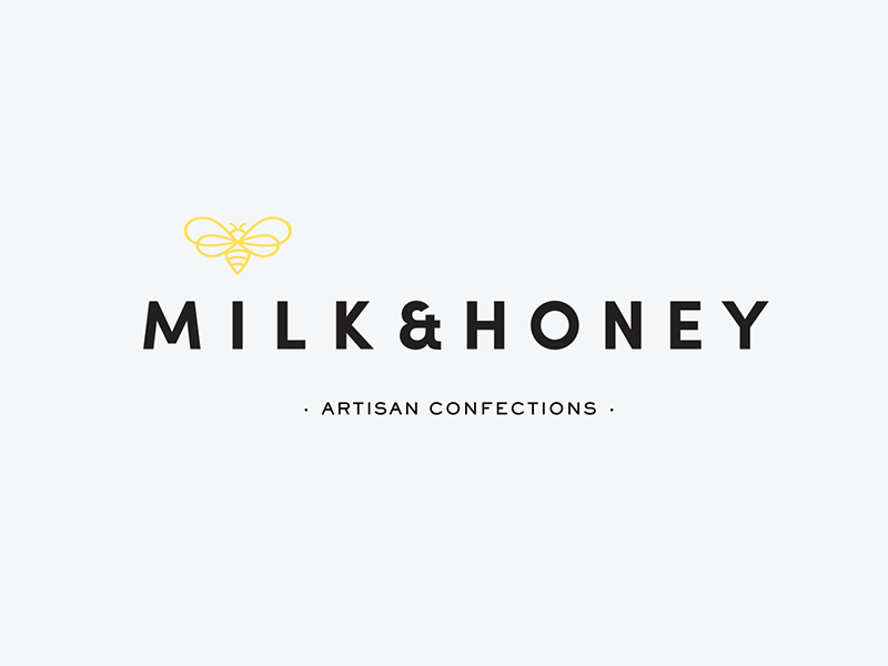 Milk & Honey Primary Logo typography logo logo lockup bee icon primary logo logo