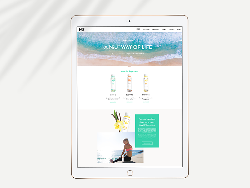 NiU Superfoods Website web design web navigation ux ui california website branding website dev website design