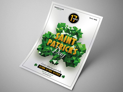 Saint Patrick`s Day party flyer celebration clover flyer holiday ireland irish leaf party pot of gold saint patrick shamrock st patricks