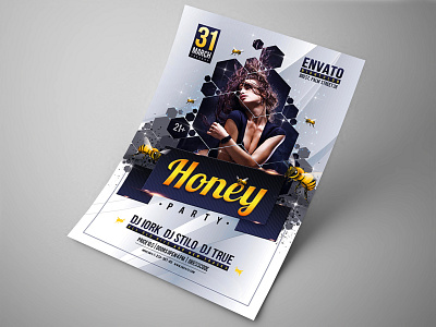 Honey party flyer bee bees club dj flyer guest honey flyer honey party honey party flyer honeycomb party special guest