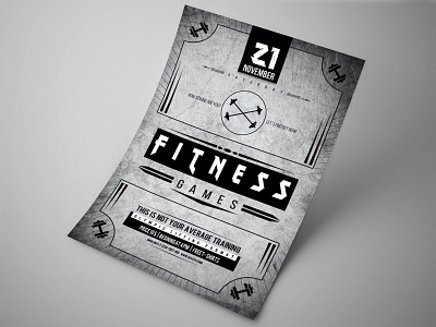 Fitness flyer barbell competition crossfit flyer gym retro run sport sports tournament training vintage