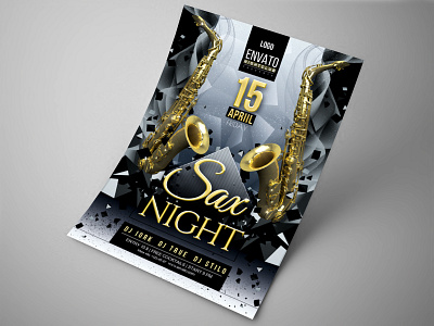 Sax Night flyer concert dj flyer gold party psd sax sax concert sax flyer saxophone saxophone night saxophone party