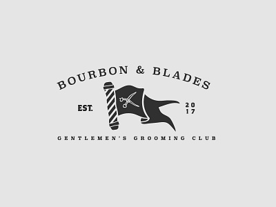 Bourbon and Blades barber barber shop branding layout logo