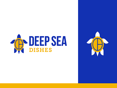 Deep Sea Dishes dinner dish food identity logo meal ocean packaging plate sea turtle water