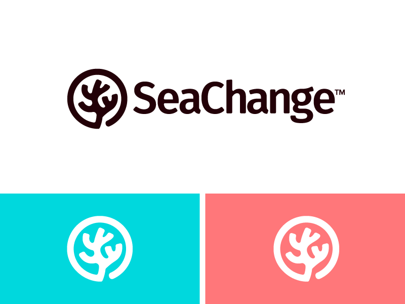 SeaChange jewelry branding identity ocean life plastic nature sea coral reef coral recycle ocean icon trademark ohio logo