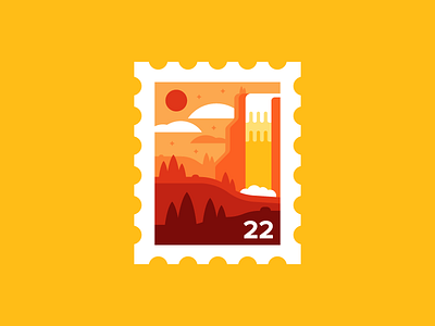 Summer Sunset Stamp adventure biking bright camp explore happy illustration ohio park stamp design summertime wildlife