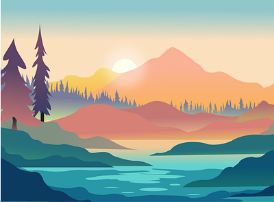 Sunset design illustration vector