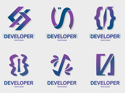 Coding Developer Logos branding coding coding logo company logo design develop developer logo elegant gradient graphic design hacker illustration logo png program purple sign simple ui vector