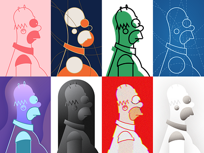Homer J. Simpson - a character study pt.2 🍩🍩 cartoon dribbbleweeklywarmup experiment fanart glitch gradient grid guideline homer illustrator process simpson simpsons style tribute tv series tv show vector weekly challenge wip
