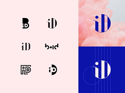 Bling iD brandmark sketches brand brandmark concept concepts geometric grid idea lettermark ligature logo sketch logotype mark minimal pink process type typogaphy visual identity wip wordmark