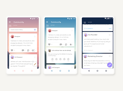 Mobile App Feed Explorations android anonymity anonymous comment compose edit feed linkedin material design message messages rating twitter ui ux yik yak