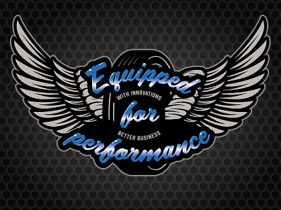 Equipped for performance automotive car car show type typography wheel wings