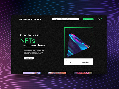 NFT Marketplace - Website Design Concept bitcoin design design concept landing page marketplace nft nft marketplace web design