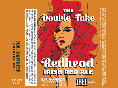 Redhead Ale ale craft beer drawing illustration label mockup packaging