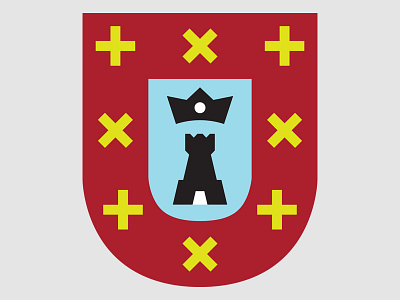 Reyes castle crest cross crown logo shield