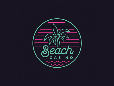 Beach Casino band beach logo neon palm trees