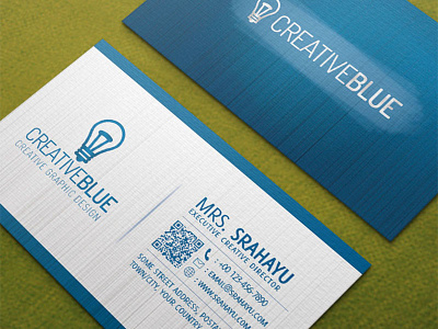 Corporate Business Card barcode blue brain bright business card clean corporate creative ideas simple srahayu
