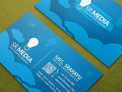 Creative Business Card art balloon barcode blue brain business card cloud code corporate creative design