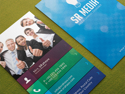 Corporate Business Card Vol. 02 blue blur bokeh brain business colors corporate creative designer idea ideas srahayu