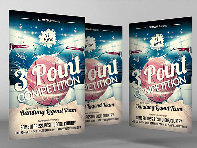 3 Point Competition Flyer Template ball basket basketball competition dunk point professional shot slam slam dunk srahayu tournament