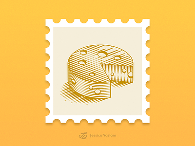 RandomStamps #1 cheese engraving icon illustration pacman postage postal randomstamp scratchboard stamp vector illustration