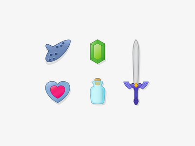 Legend Of Zelda bottle heart icon icons illustration nintendo ocarina rupee sword texture vector zelda