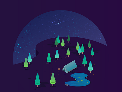 Camping under the stars design forest illustration stars tree vector