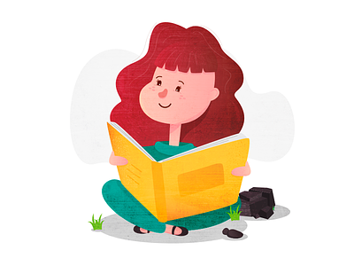 Girl reading book character character design girl illustration people reading texture vector