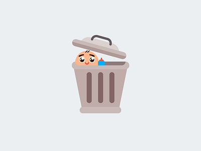 Baby in Trash Can character illustration vector