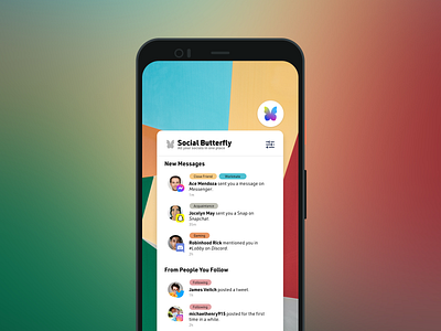 Social Butterfly - App Design simple simple clean interface social media ui ux