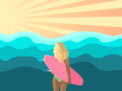 Surfer girl design illustration typography vector