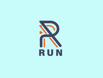 RUN Logo abstract letter lettering logo minimal logo r logo race run logo simple logo