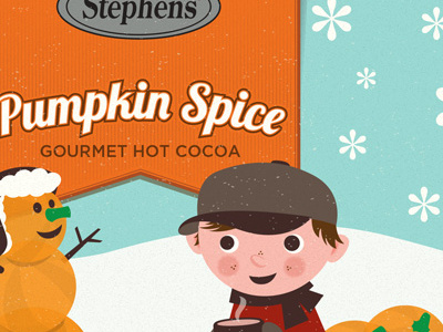 Stephen's Hot Cocoa Holiday Packaging - Pumpkin Spice festive holiday illustration package design pumpkin