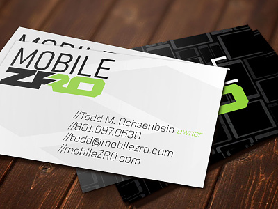 Mobile ZRO Business Card business card lightning logo mobile