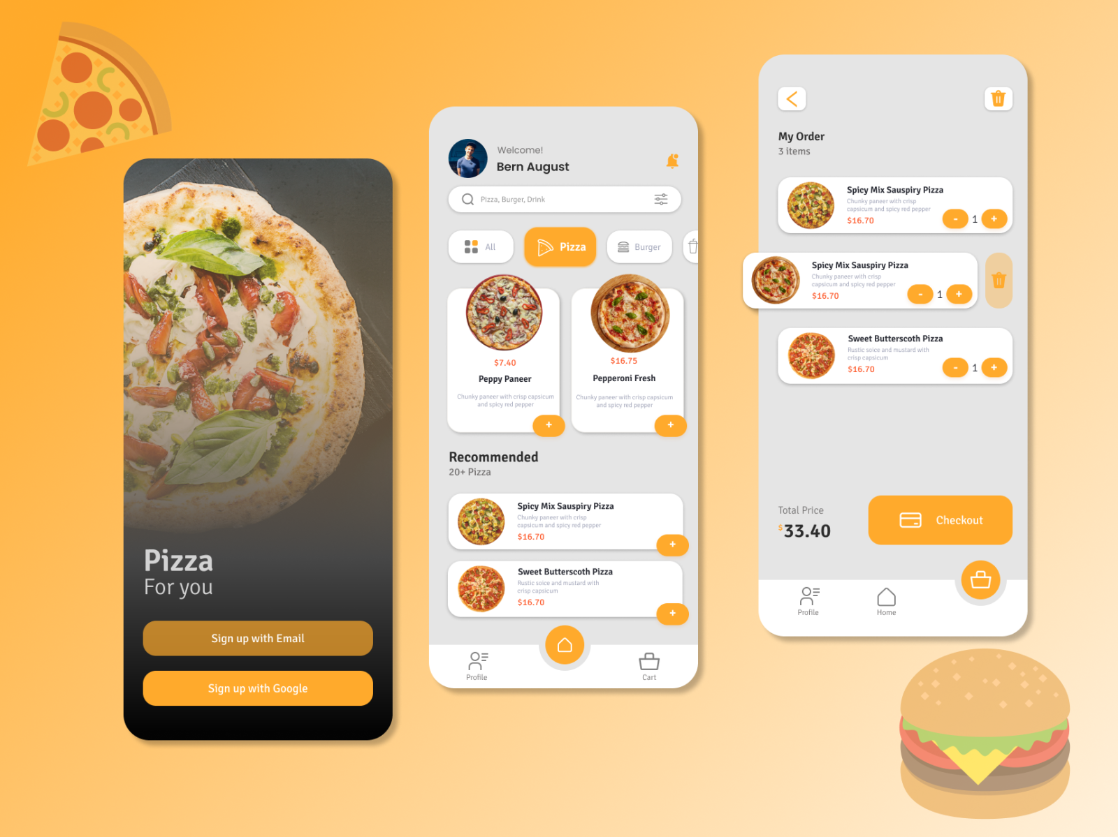 Food app redesign by Özge Aydın on Dribbble