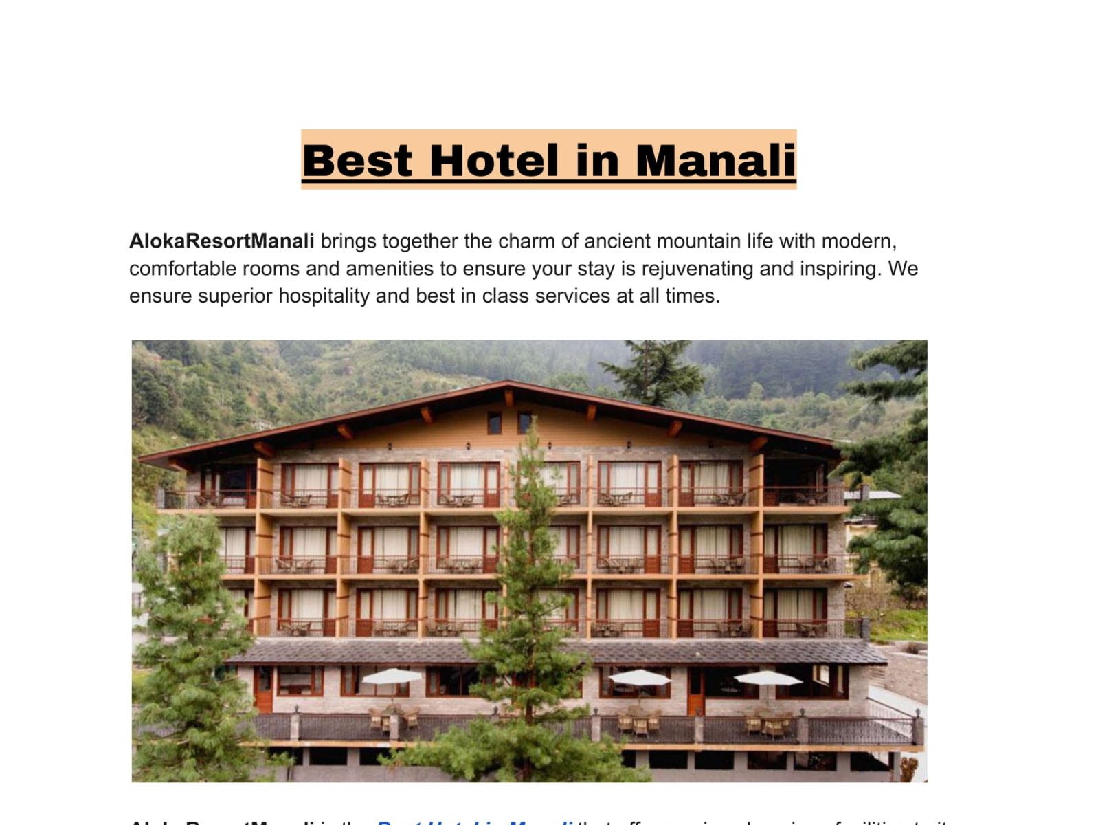 Best Hotel in Manali by Aloka Resort Manali on Dribbble