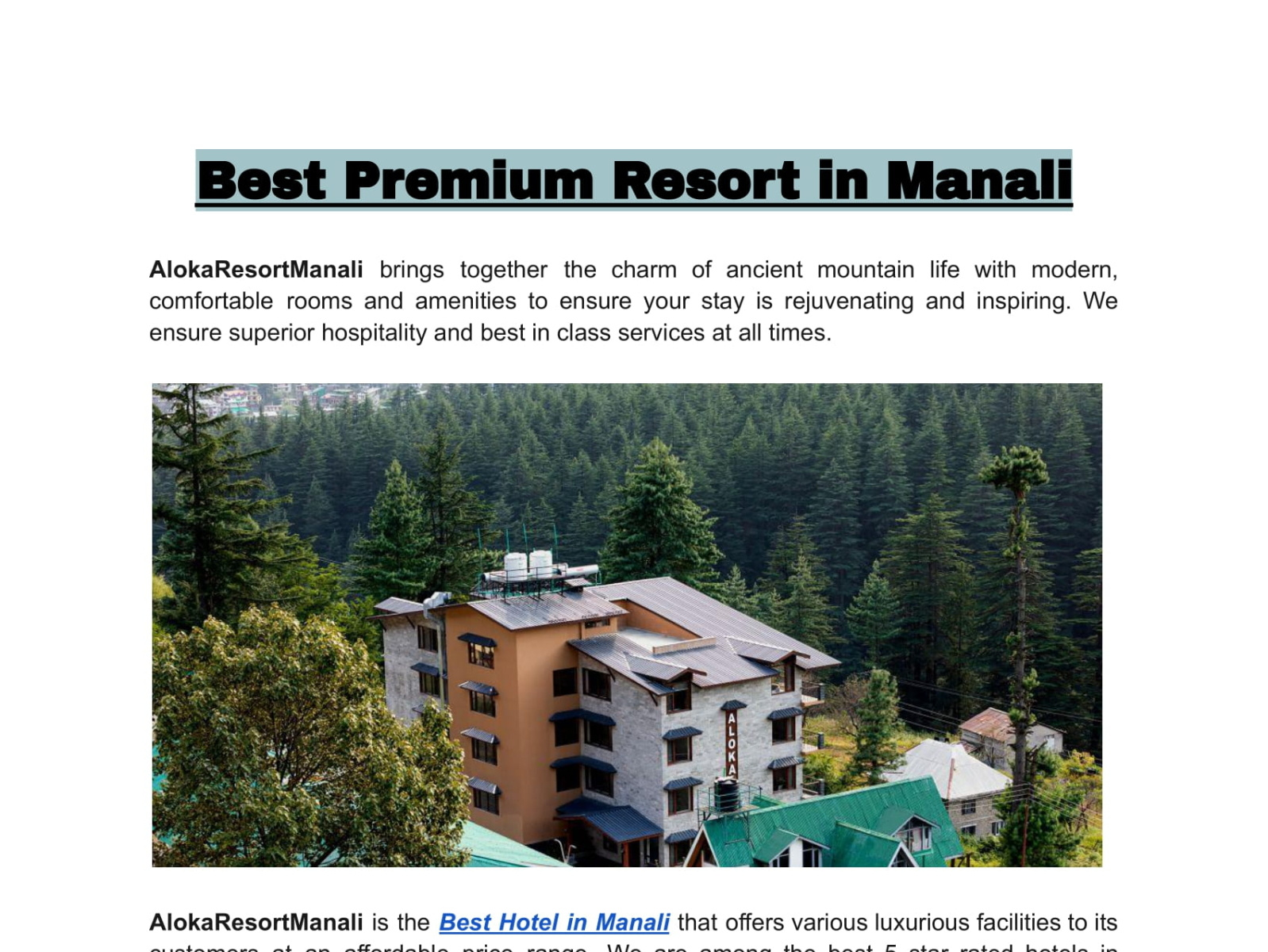 Best Premium Resort in Manali by Aloka Resort Manali on Dribbble