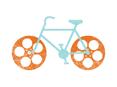 Reels on Wheels Logo bicycle bike charity illustration logo nonprofit