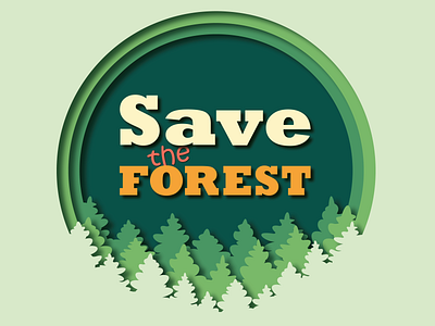 Save forest ecology paper cut saveforest slogan vector