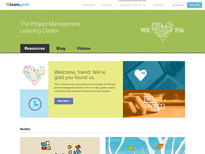 TeamGantt Project Management Learning Center design education learning mobile project management responsive rwd tutorials web