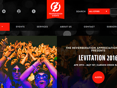 Transmission Events redesign austin card ui events music redesign responsive