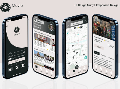 UI UX Design Study | Movlo Location based App Cinema app branding design figma graphic design icon illustration logo sketch ui ui design userinterface ux ux design vector