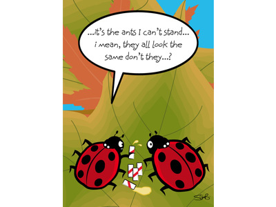 Racist Ladybirds cartoon illustration vector artwork