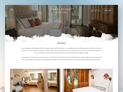 Rooms listing page design for Coral Resort And Spa bed coral design himachal pradesh hotel rooms india interactive listing manali online booking page resort responsive room booking rooms spa ui design ux design web design website