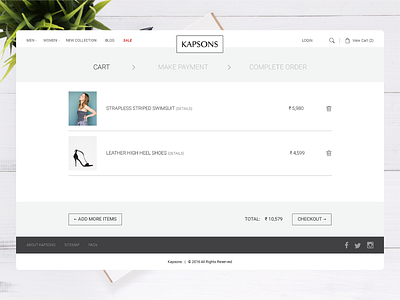 Cart Page Design for Kapsons design ecommerce fashion interactive kapsons lifestyle online shopping responsive shop shopping ui ux webdesign website woocomerce